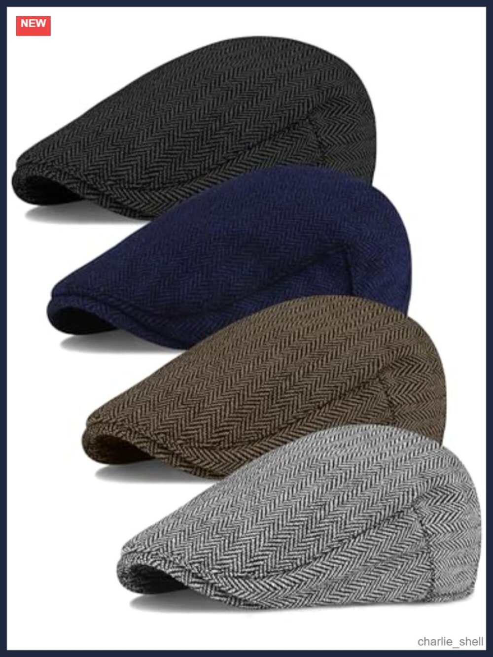 Men's Herringbone Flat Newsboy Cap Classic Polyester Cotton Hat